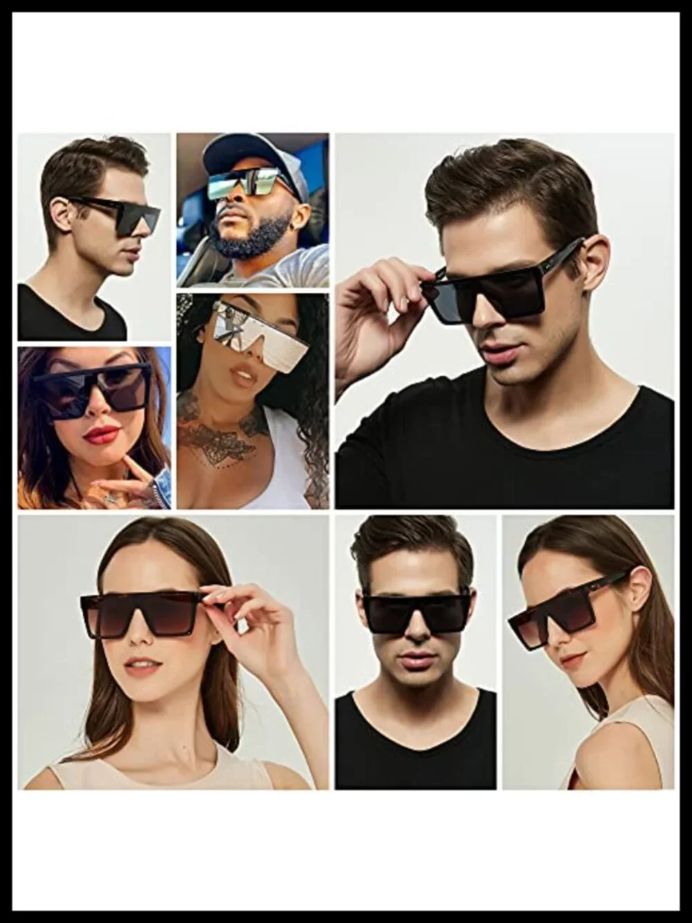 Oversized Square Sunglasses for Women Men Flat Top UV400
